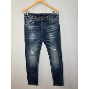 Dsquared2 Men's Slim Jeans Distressed Blue Stretch Blue IT 50 US 34x32